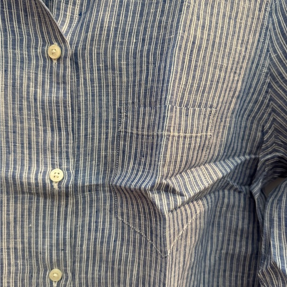 Untuckit Villa Fiore Long Sleeve Button Down Blue & White Stripe - Picture 3 of 9